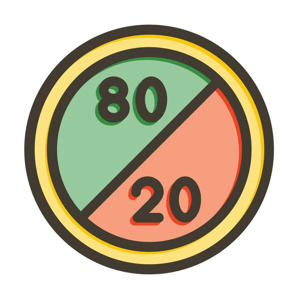 80-20 regra vetor Grosso linha preenchidas cores ícone para pessoal e comercial usar.