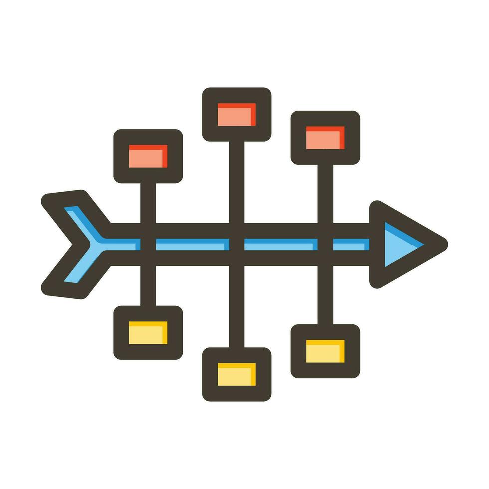 espinha de peixe diagrama vetor Grosso linha preenchidas cores ícone para pessoal e comercial usar.