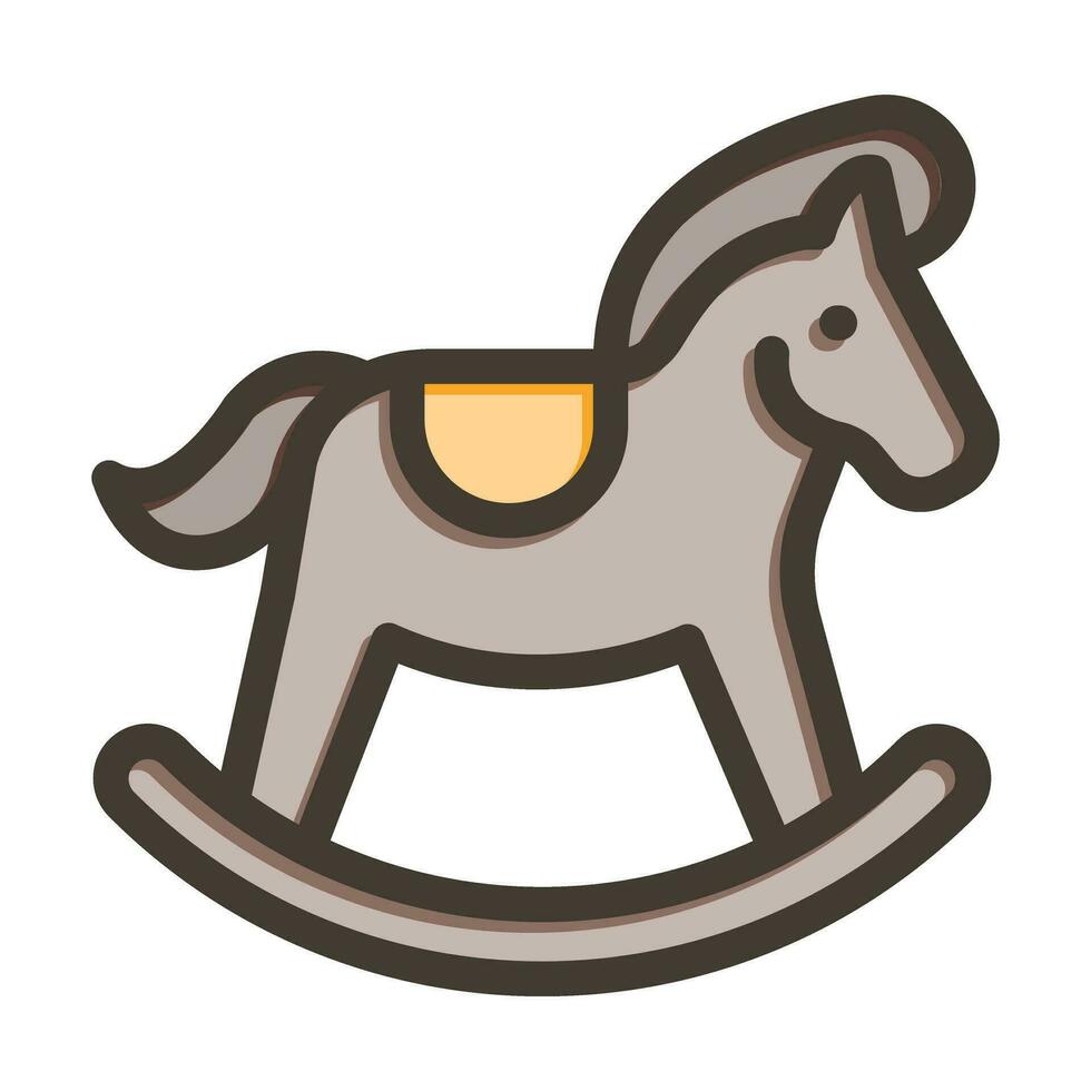 cavalo brinquedo vetor Grosso linha preenchidas cores ícone para pessoal e comercial usar.