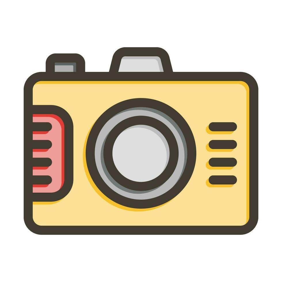 digital Câmera vetor Grosso linha preenchidas cores ícone para pessoal e comercial usar.