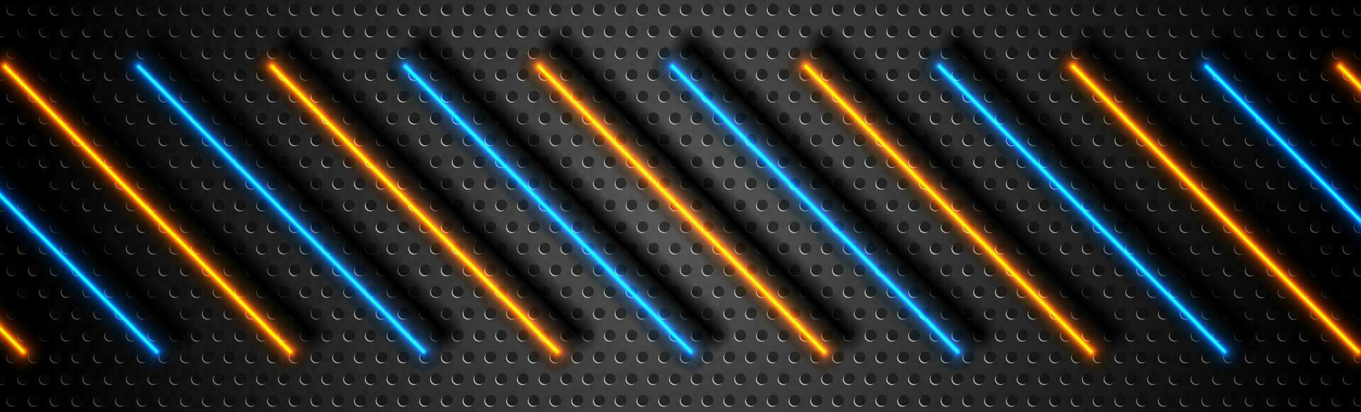 futurista tecnologia fundo com azul laranja brilhando linhas vetor