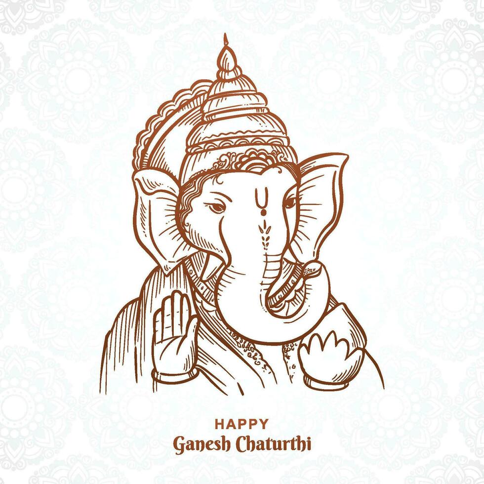 mão desenhar esboço senhor ganesh chaturthi lindo fundo de cartão de férias vetor