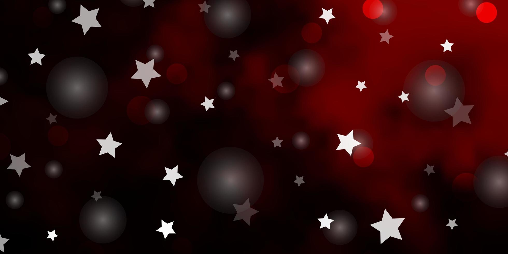 modelo de vetor vermelho escuro com círculos, estrelas. ilustração abstrata com formas coloridas de círculos, estrelas. design para têxteis, tecidos, papéis de parede.