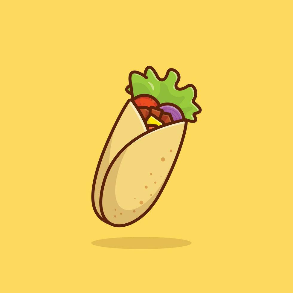 Kebab flutuando simples desenho animado vetor ilustração Comida conceito ícone isolado