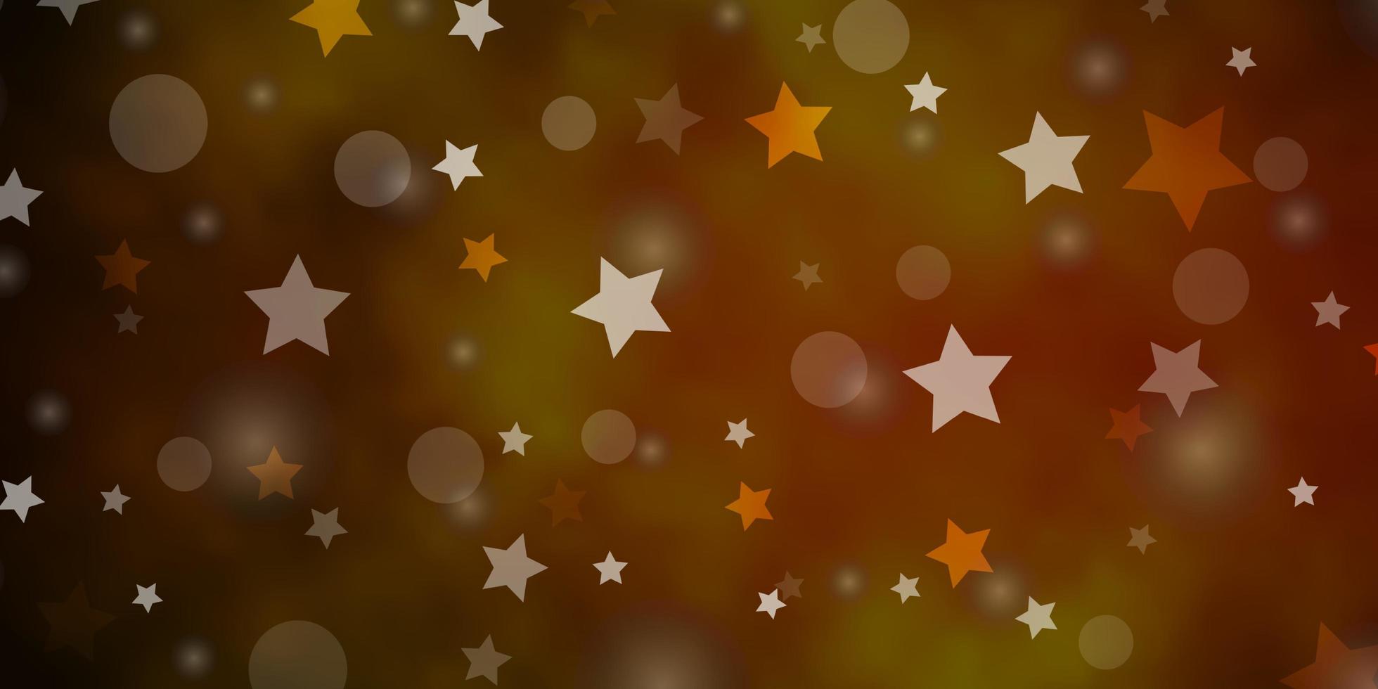 fundo vector verde escuro e amarelo com círculos, estrelas. ilustração com conjunto de esferas abstratas coloridas, estrelas. design para têxteis, tecidos, papéis de parede.