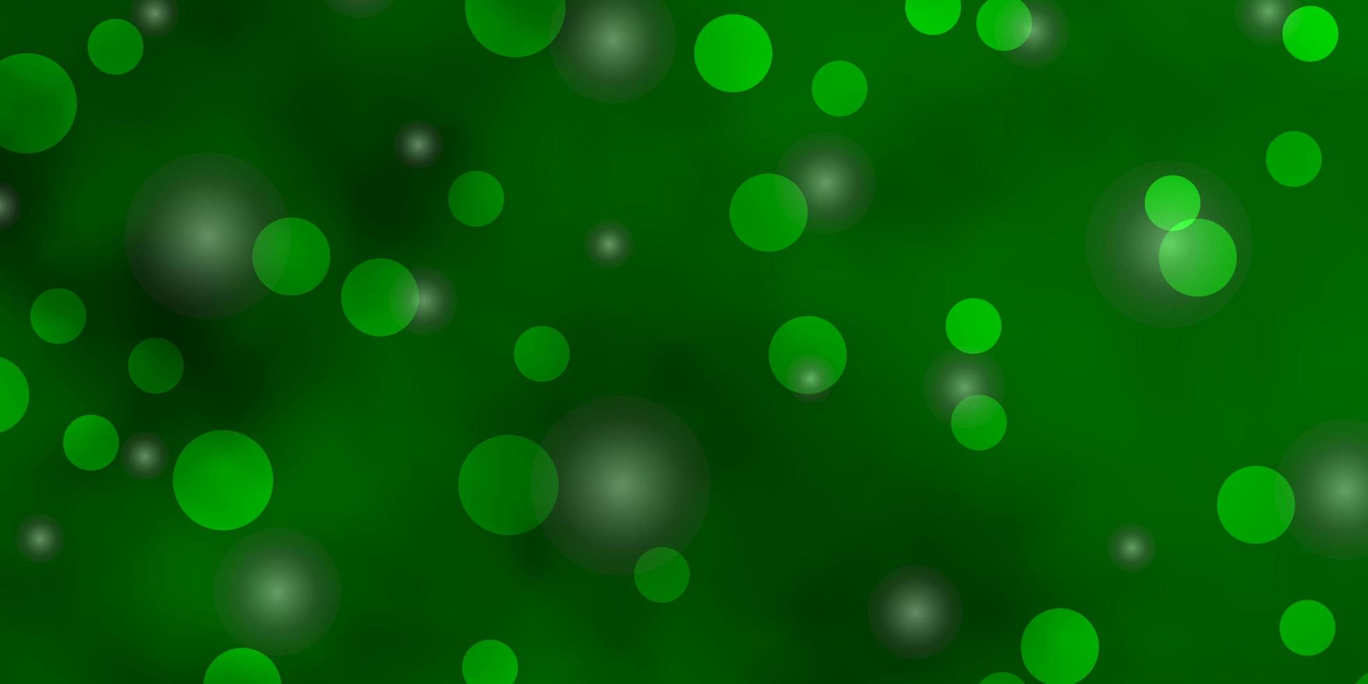 textura de vetor verde claro com círculos, estrelas. discos coloridos, estrelas em fundo gradiente simples. design para cartazes, banners.