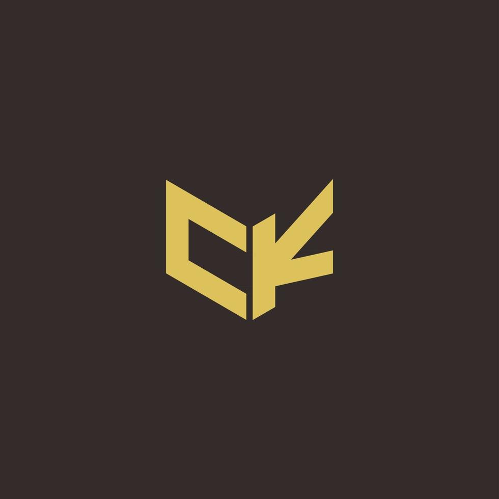 Modelo de design do logotipo inicial da letra do logotipo da ck com fundo dourado e preto vetor