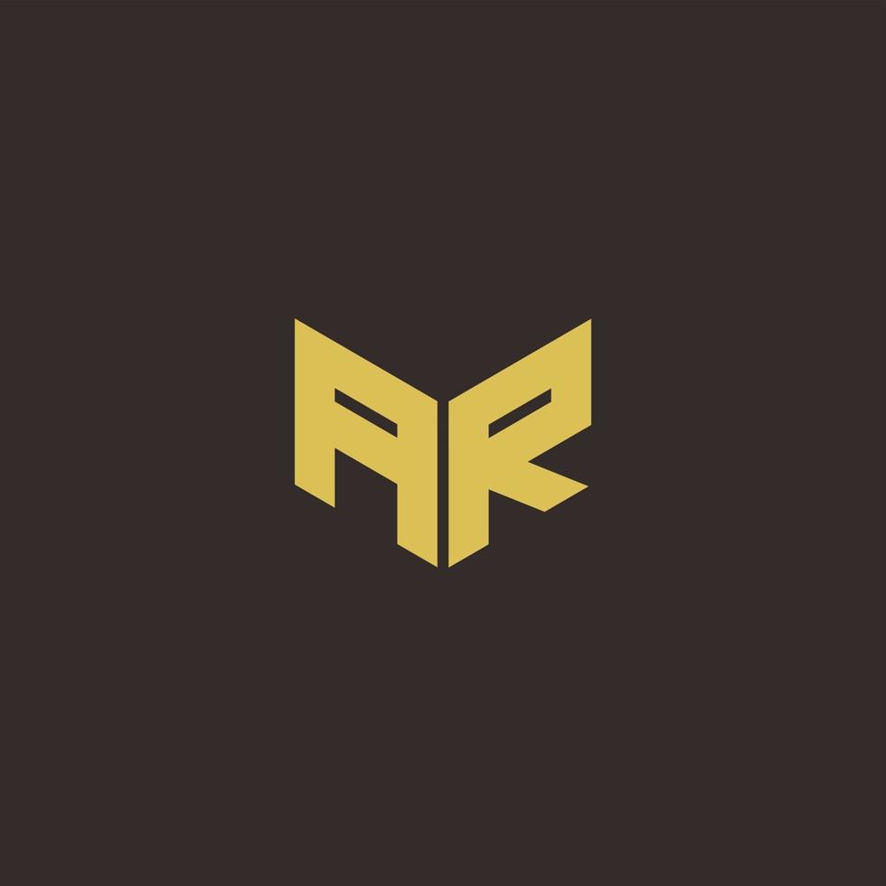 ar logo letter inicial modelo de designs de logo com fundo dourado e preto vetor