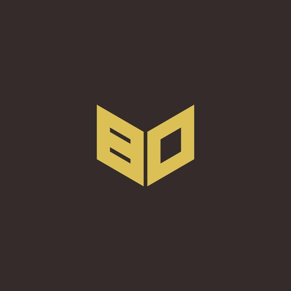 Modelo de design do logotipo inicial da letra do logotipo bo com fundo dourado e preto vetor