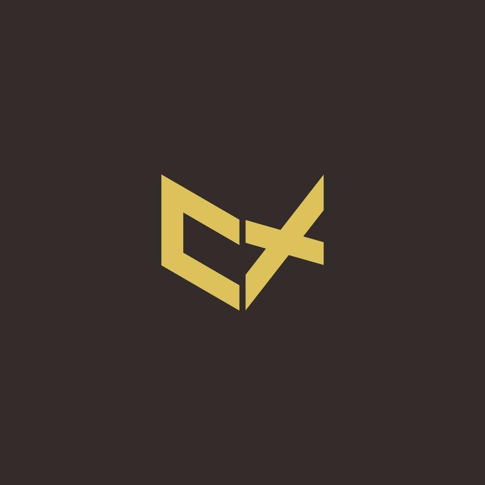 Modelo de design do logotipo inicial da letra do logotipo cx com fundo dourado e preto vetor