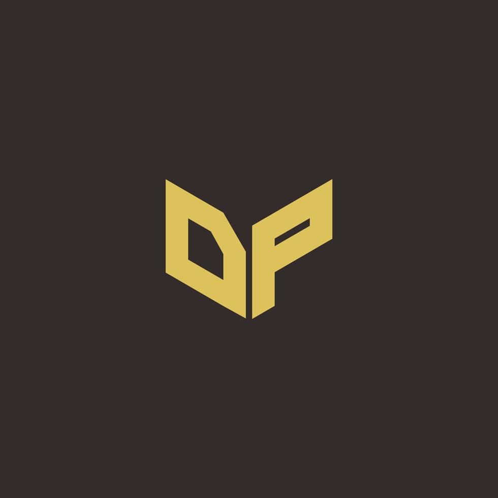 Carta de logotipo dp modelo de design de logotipo inicial com fundo dourado e preto vetor