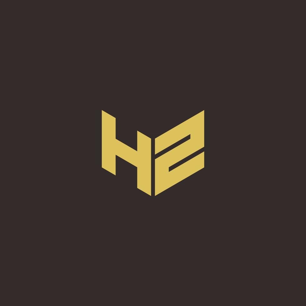 hz logo letter inicial modelo de designs de logotipo com fundo dourado e preto vetor