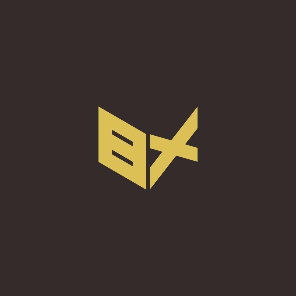 Modelo de design do logotipo inicial da letra do logotipo bx com fundo dourado e preto vetor