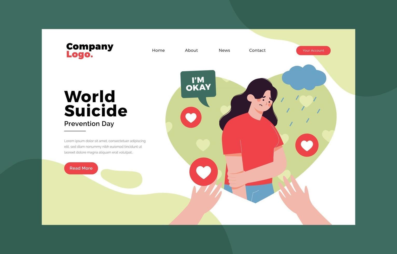 página de destino do dia mundial da prevenção do suicídio vetor