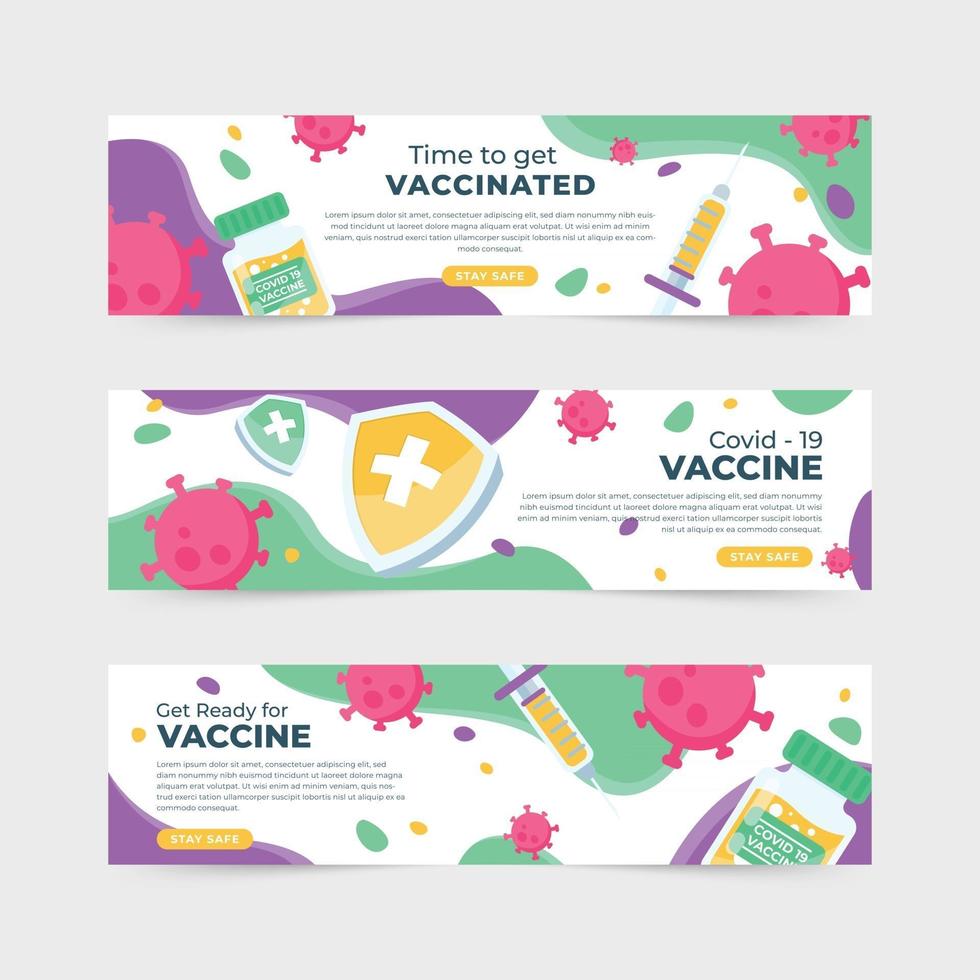 conjunto de banner de vacina de vírus corona vetor