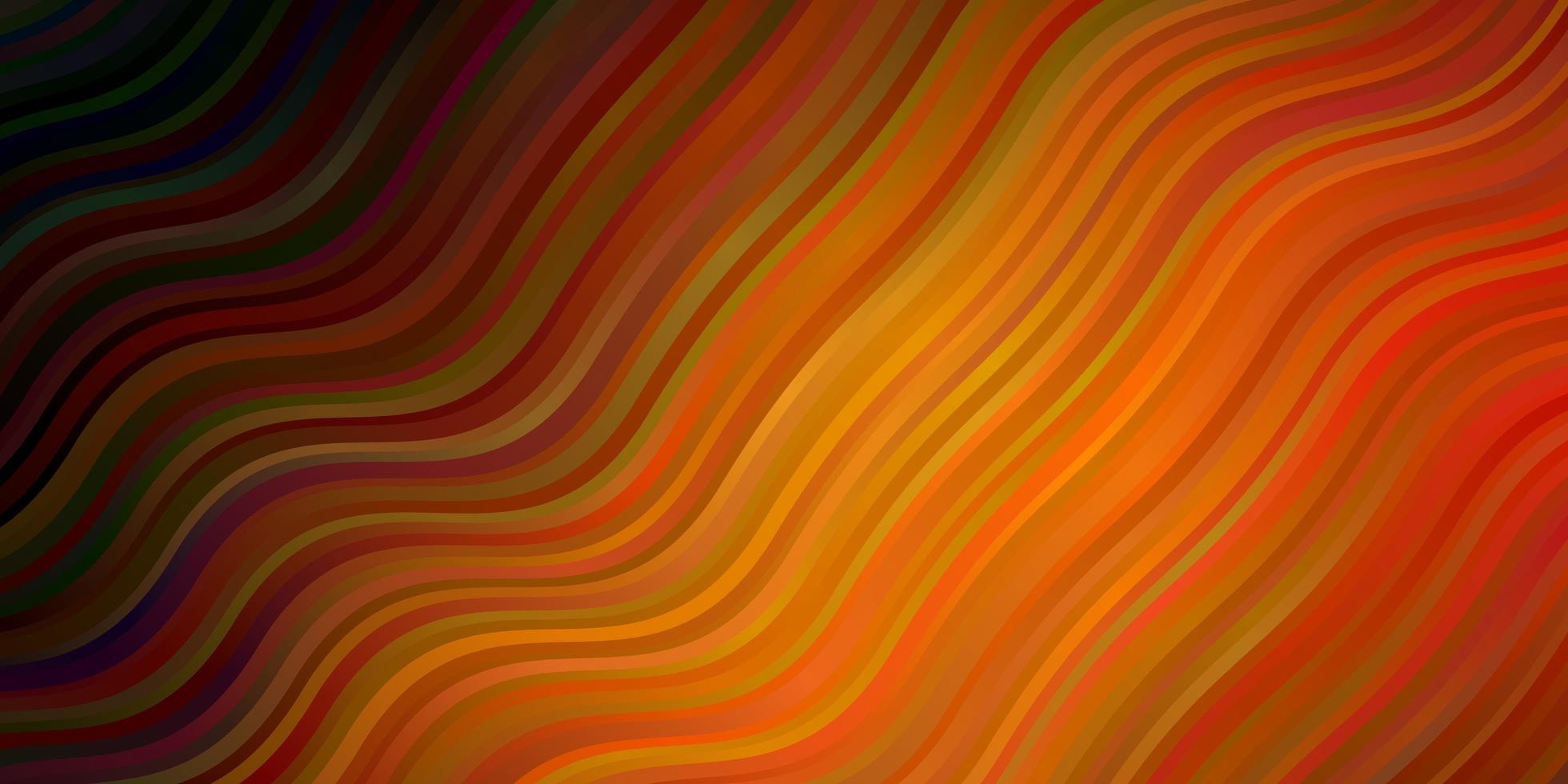 fundo laranja escuro do vetor com linhas dobradas. ilustração de gradiente em estilo simples com arcos. padrão para livretos de negócios, folhetos