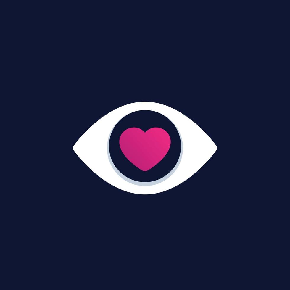 olho com coração, logotipo do vetor