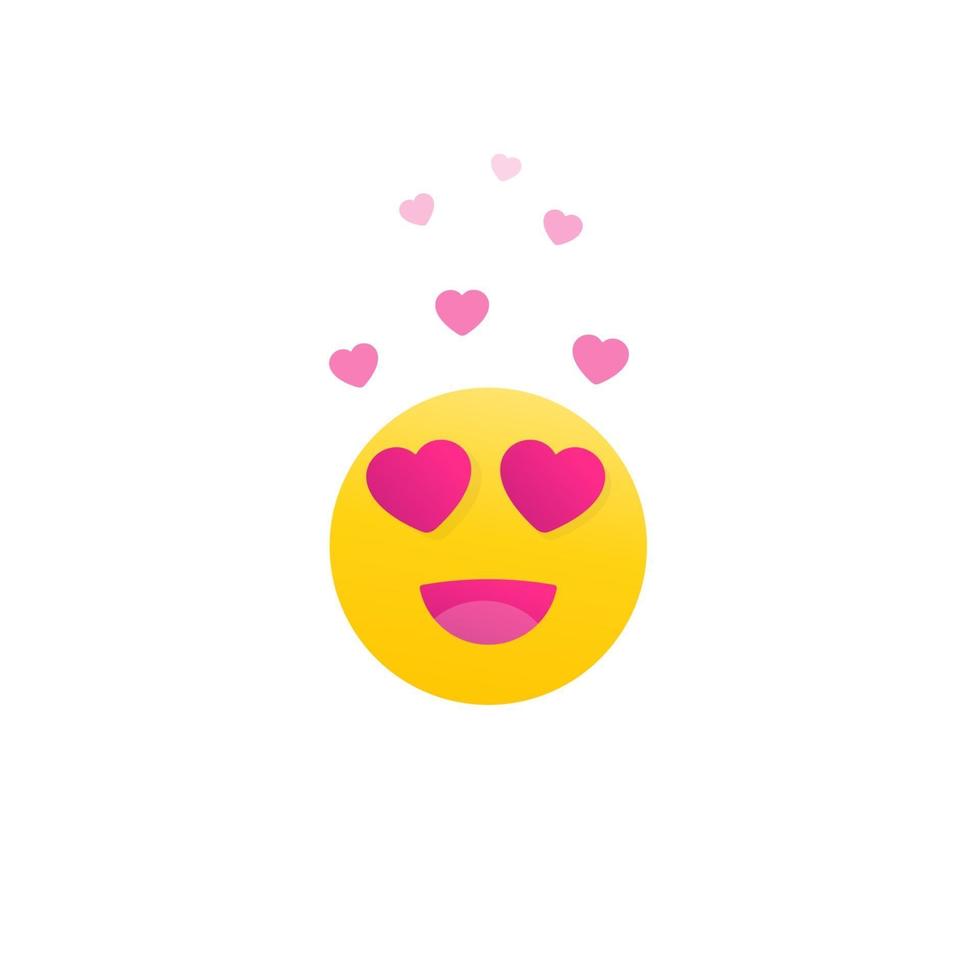 emoji feliz com olhos de coração vetor