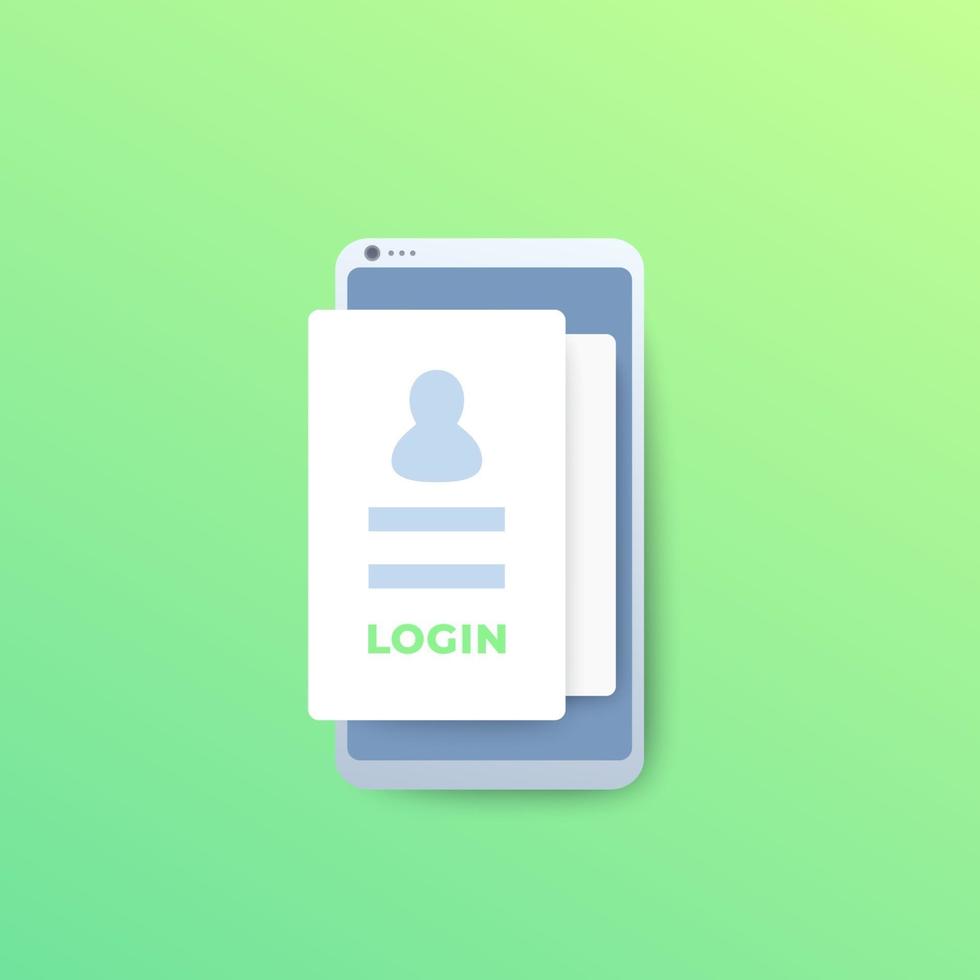 login, autenticação móvel, ícone do vetor