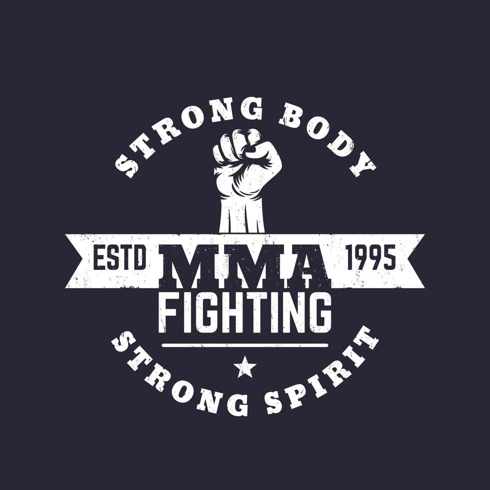 logotipo de luta da mma, emblema vetorial, impressão de camiseta vetor