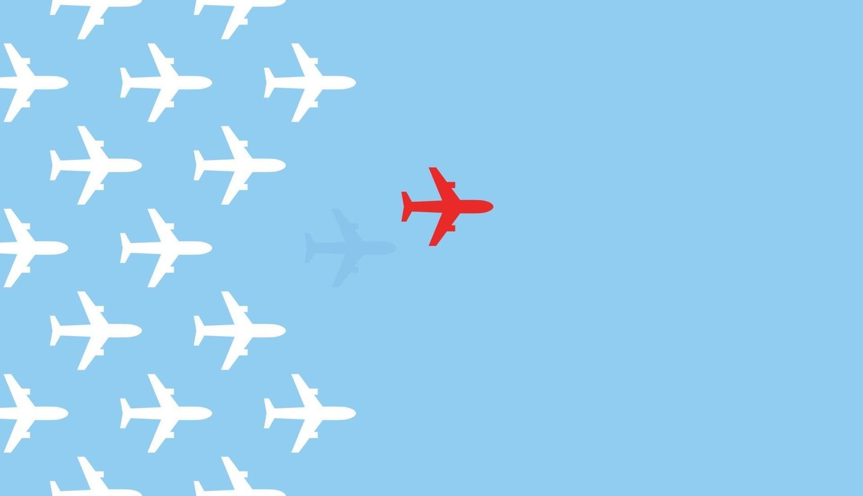 aviões voando no fundo do céu azul. trabalho em equipe, liderança, ideia de conceito de negócio de motivação de sucesso. ilustração vetorial vetor