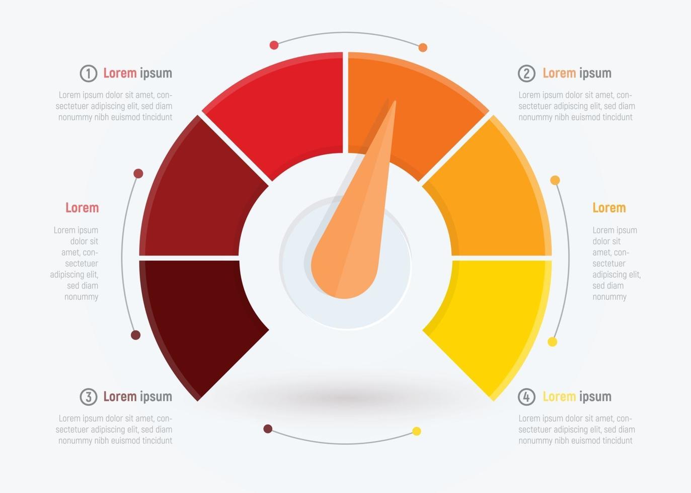 medidor de negócios ou indicador de negócios, modelo de design de infográfico para folheto, web ou apresentação com. avaliação abstrata, ilustração vetorial de controle de qualidade. vetor