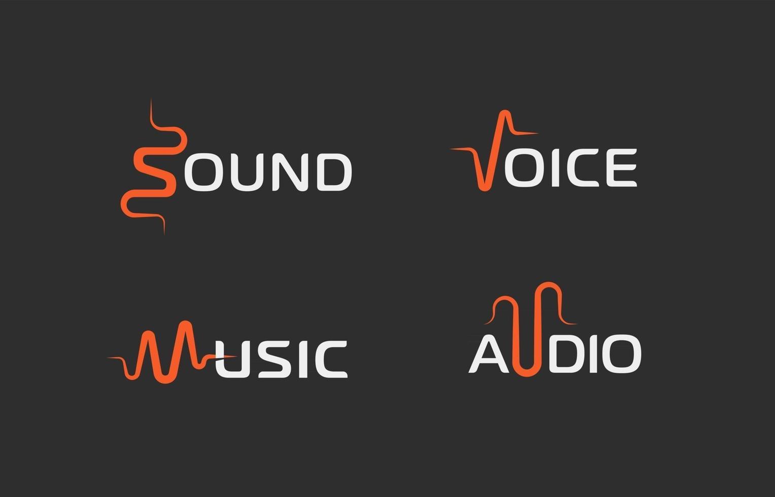 conjunto de símbolo abstrato de onda sonora, modelo de logotipo de gravador de voz, gravadora de música, sinal de faixa de áudio. conceitos de logotipo de vetor. vetor