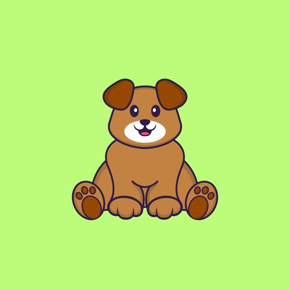 cachorro bonito está sentado. conceito de desenho animado animal isolado. pode ser usado para t-shirt, cartão de felicitações, cartão de convite ou mascote. estilo cartoon plana vetor