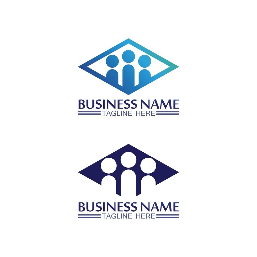 comunidade logo pessoas trabalham em equipe e negócios vetor logotipo e grupo de design família