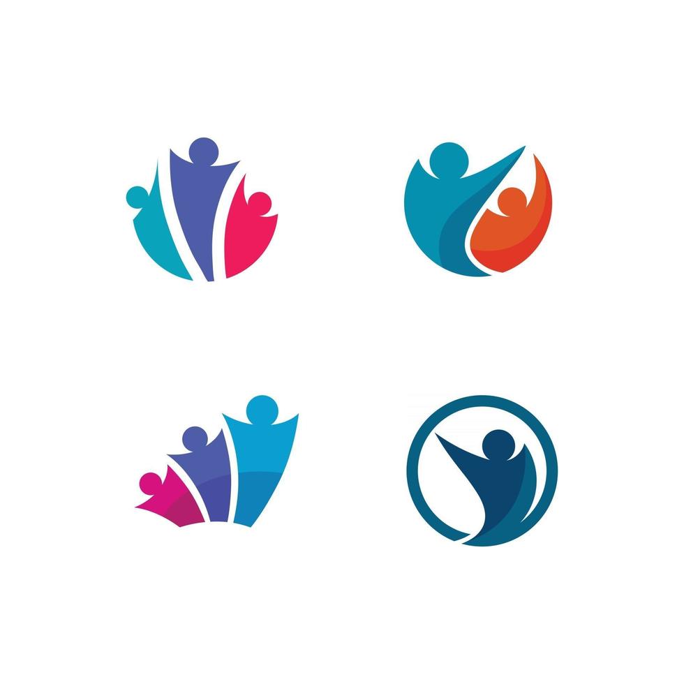 logotipo da marca de trabalho em equipe do sucesso e logotipo da empresa, comunidade vetorial, unidade colorida e amizade, logotipo de cuidado de equipe de parceiro vetor