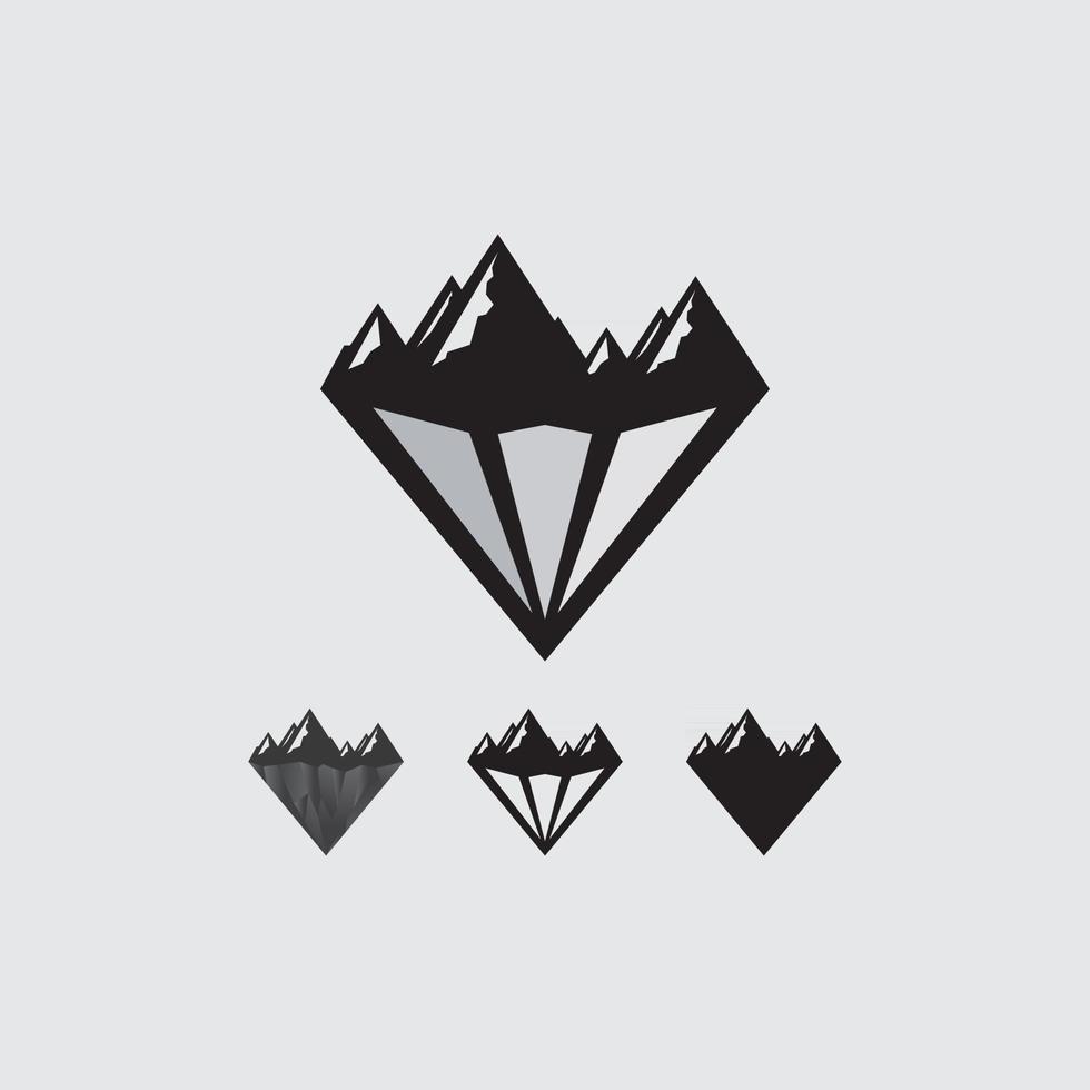 natureza do logotipo do ícone da montanha e natureza do objeto ao ar livre vetor