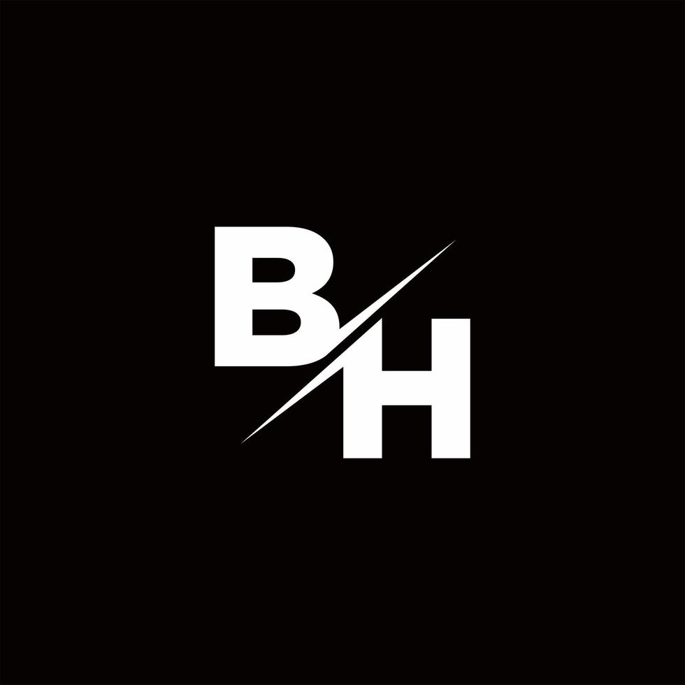 bh logo carta monograma slash com modelo moderno de design de logotipo vetor