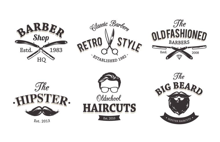 Emblemas retros do barbeiro vetor