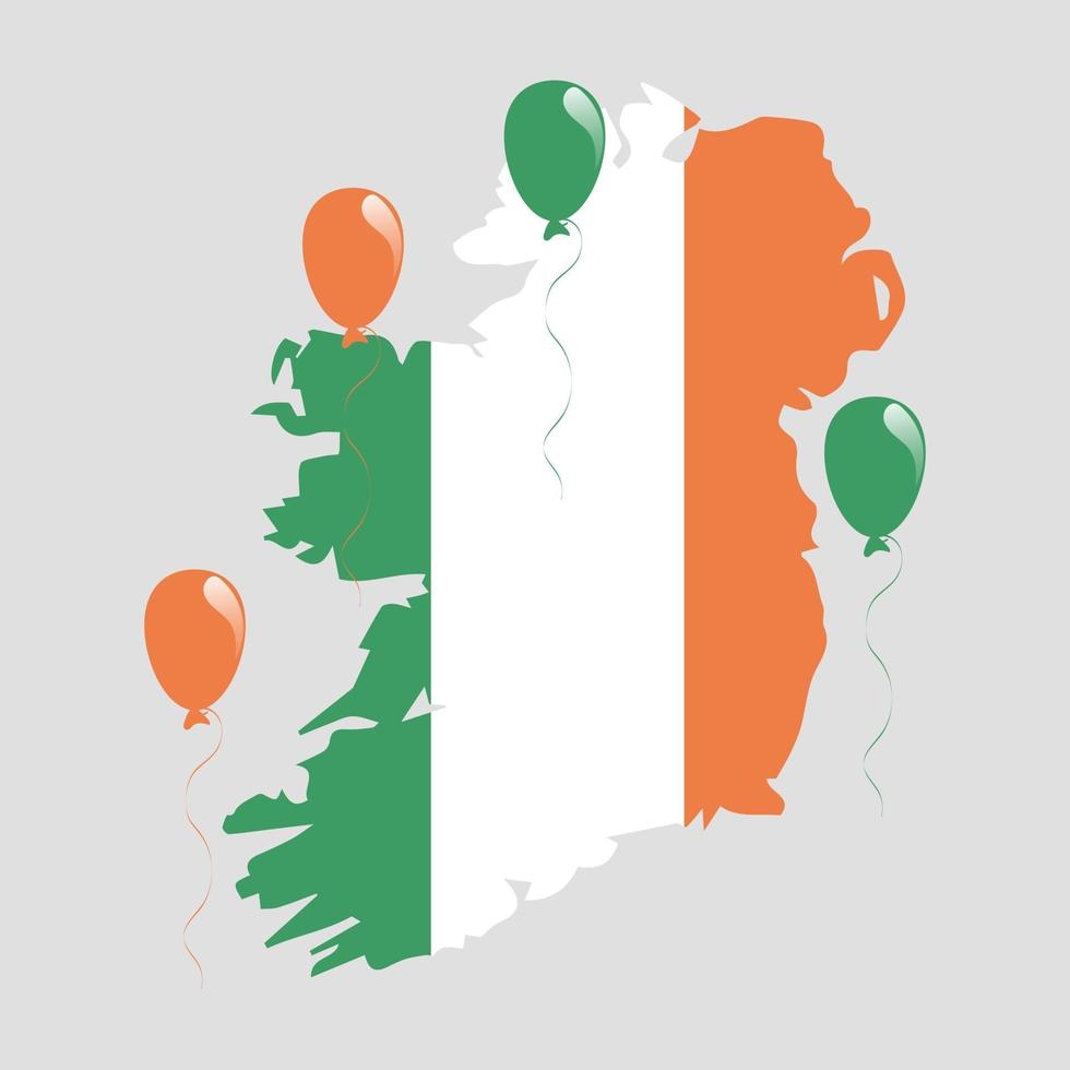 mapa e bandeira da Irlanda em fundo cinza vetor