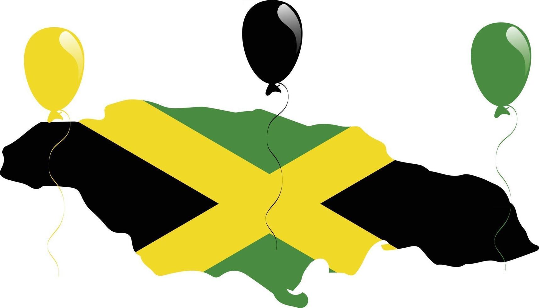 bandeira jamaicana verde, preta e amarela e mapa vetor