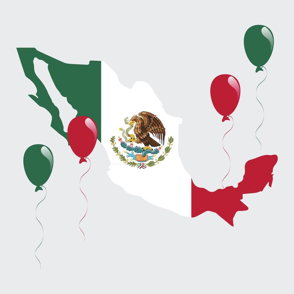 mapa e bandeira mexicana vetor