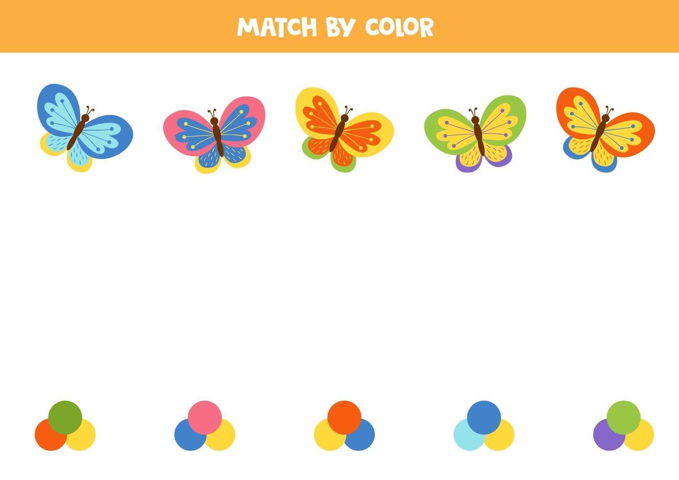 jogo de correspondência de cores para crianças. planilha educacional. vetor