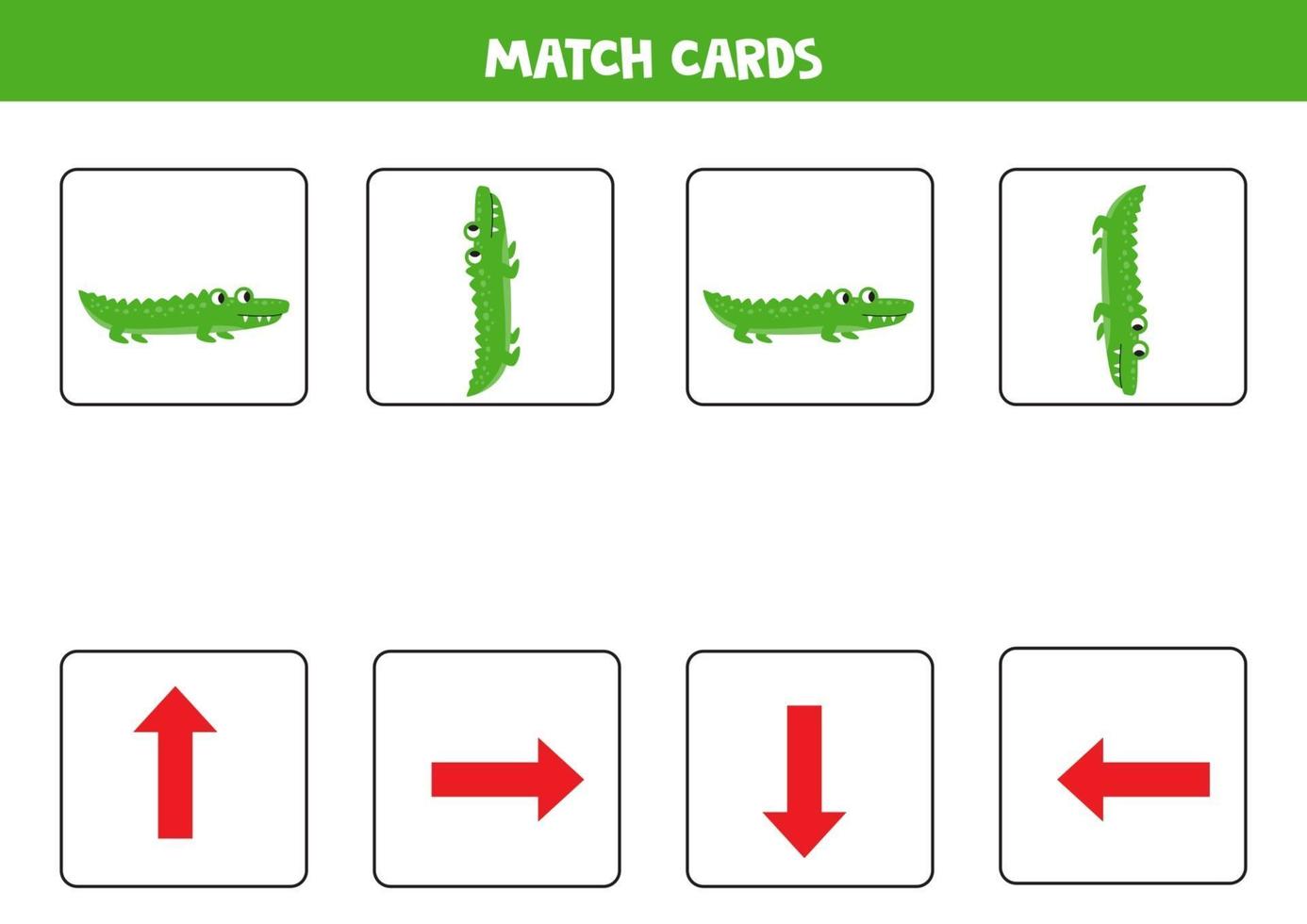 jogo de correspondência para crianças. orientação de jogo e crocodilo. vetor