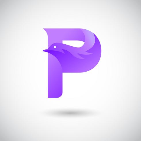 Letra P Com Pomba Logo Concept vetor