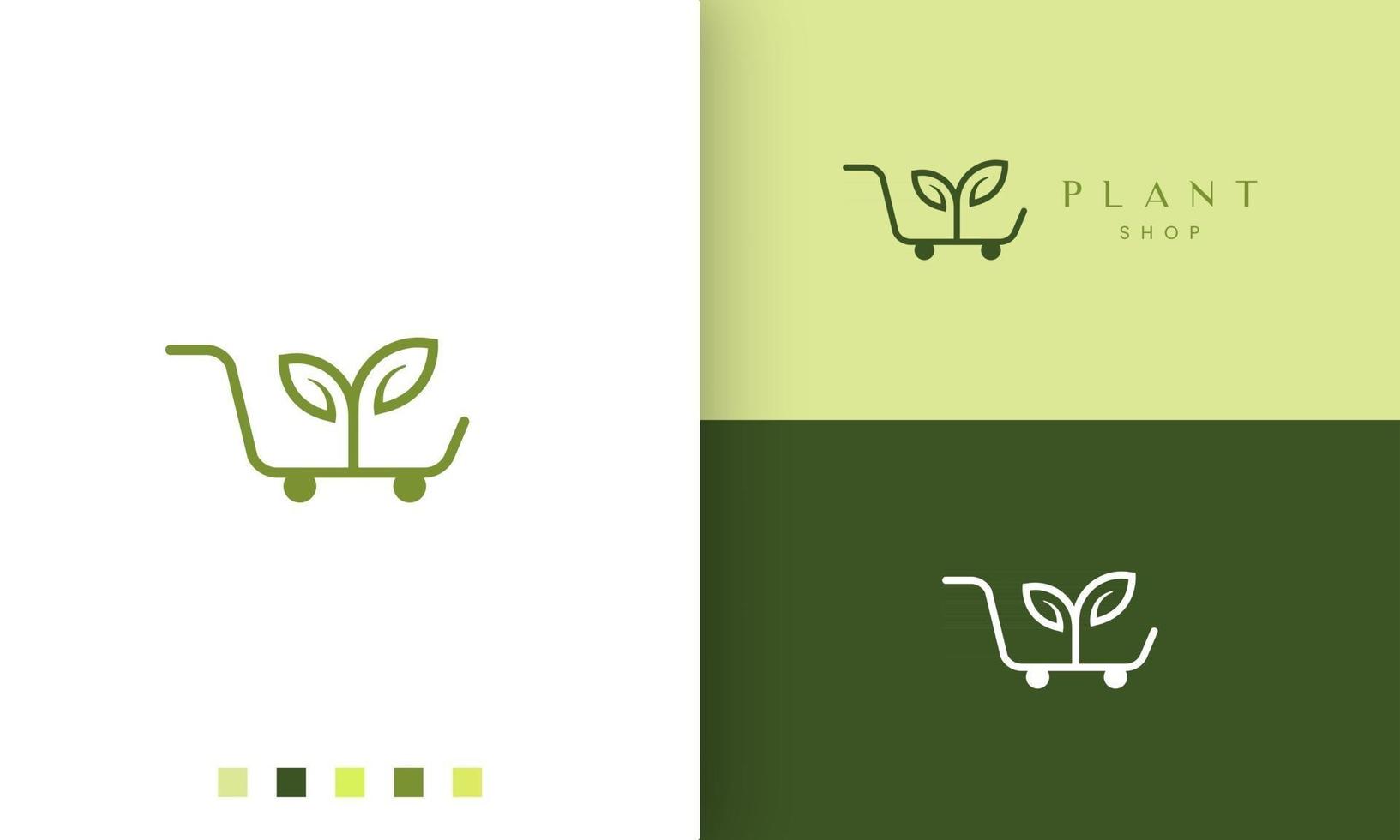 logotipo do carrinho para loja natural ou orgânica em estilo simples e moderno vetor