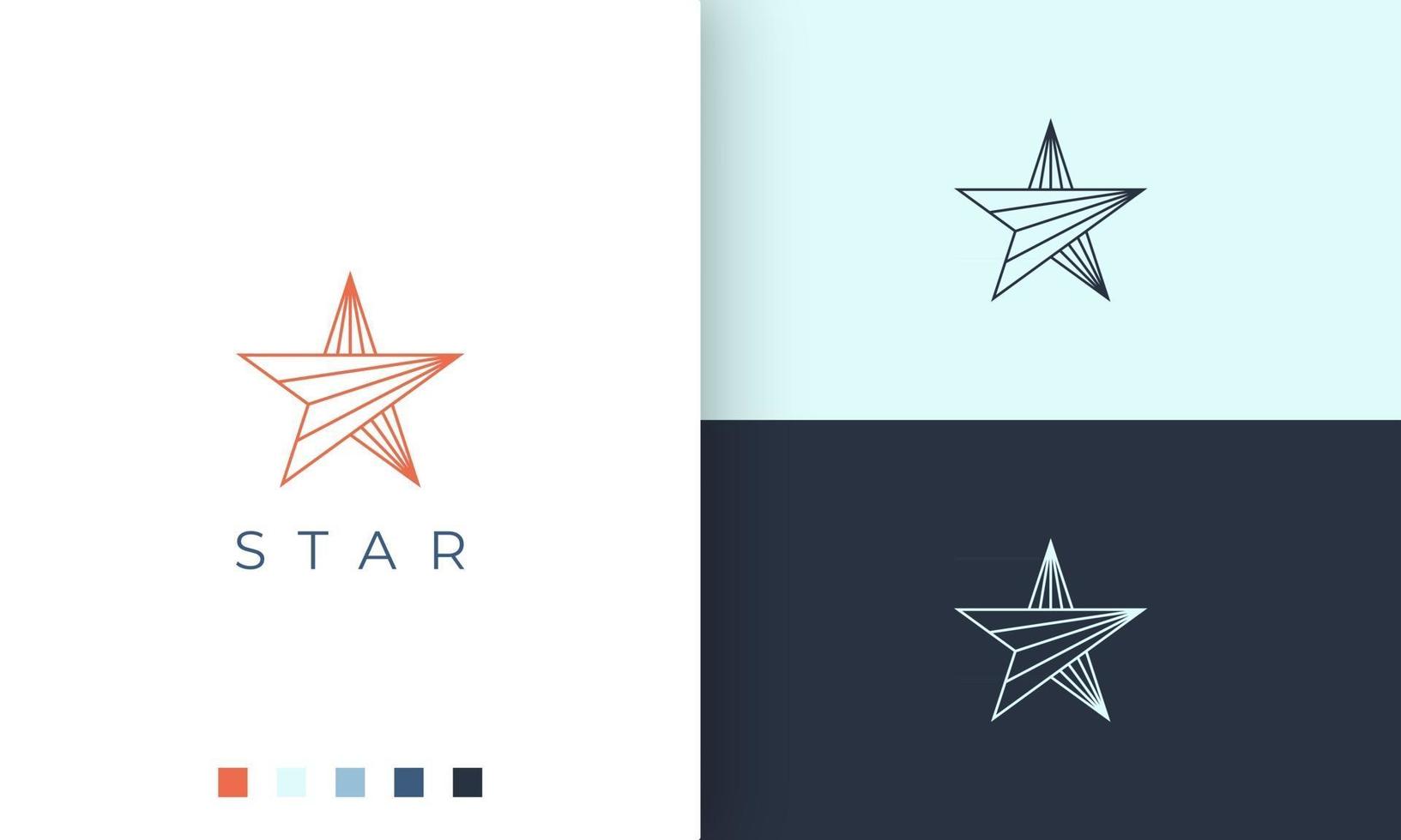 logotipo da estrela em formato de linha mono moderno vetor