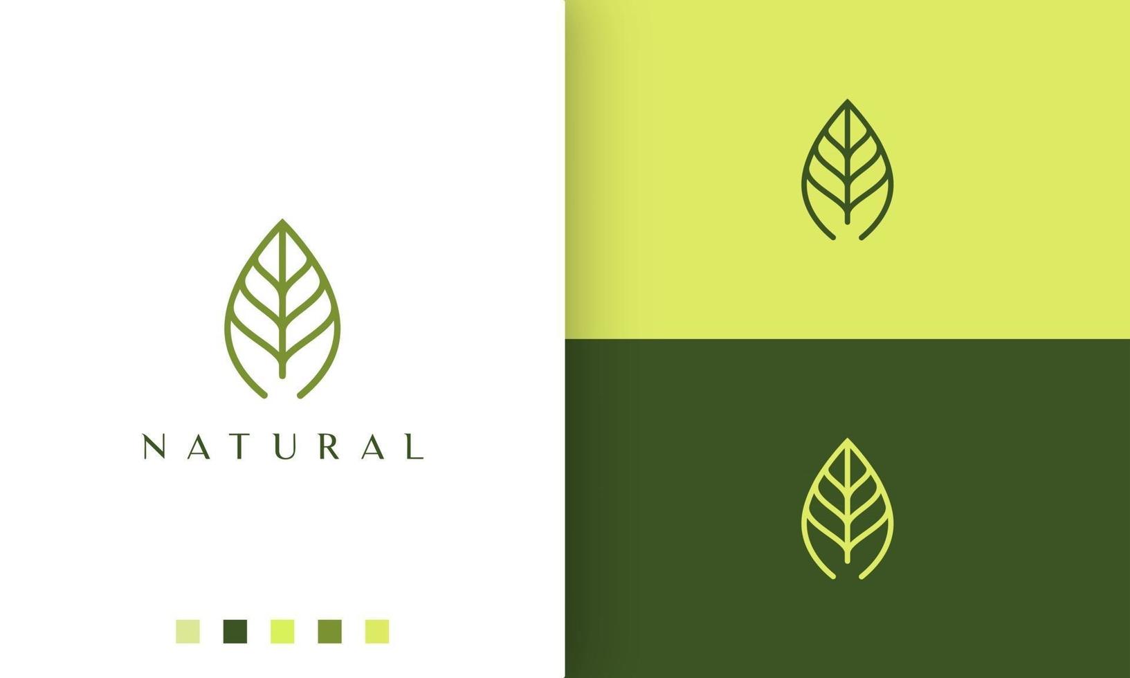 logotipo de folha verde com estilo simples e moderno vetor