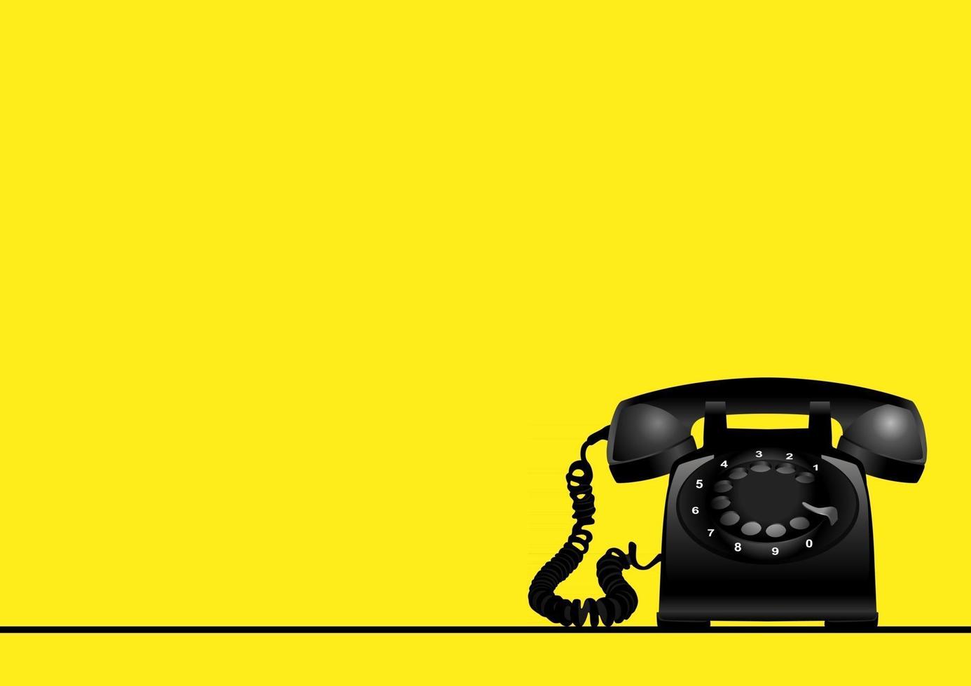 fundo amarelo com telefone vintage rotativo vetor