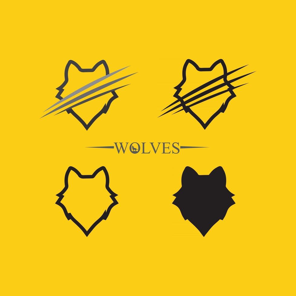 logotipo de lobos, raposa, cabeça de lobo, vetor animal e design de logotipo ilustração de cão rugido selvagem, resumo para animal de cabeça de símbolo de logotipo de jogo