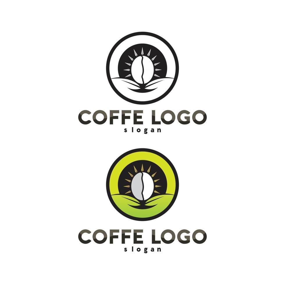 xícara de café logotipo modelo vetor ícone design e café preto