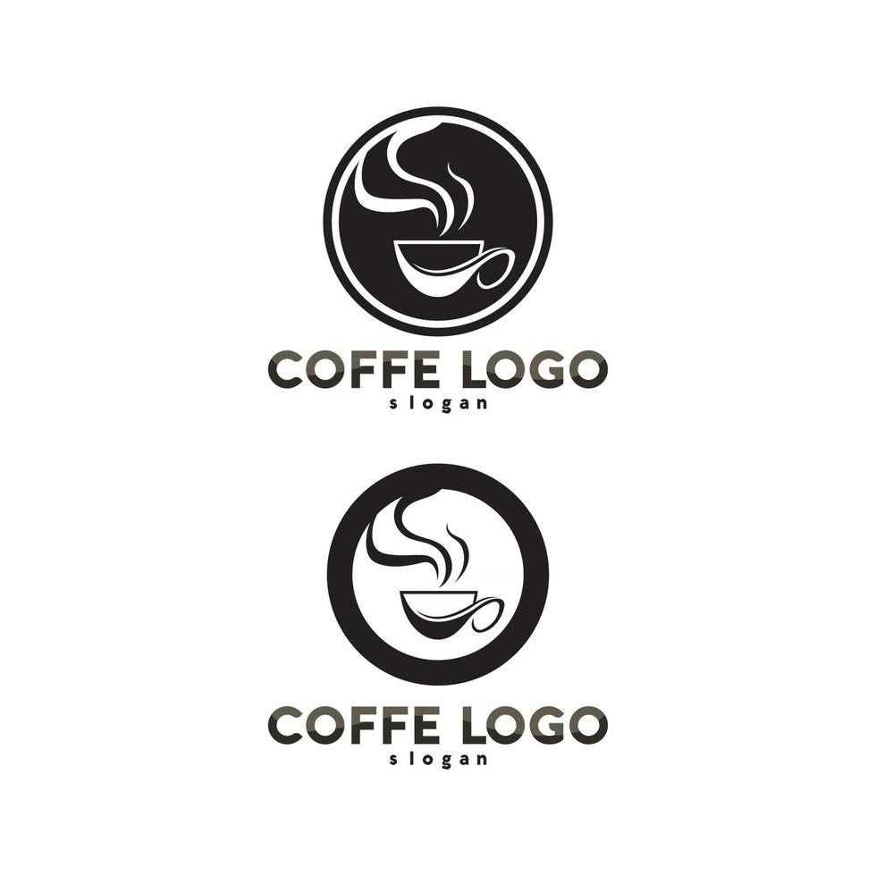 xícara de café logotipo modelo vetor ícone design e café preto