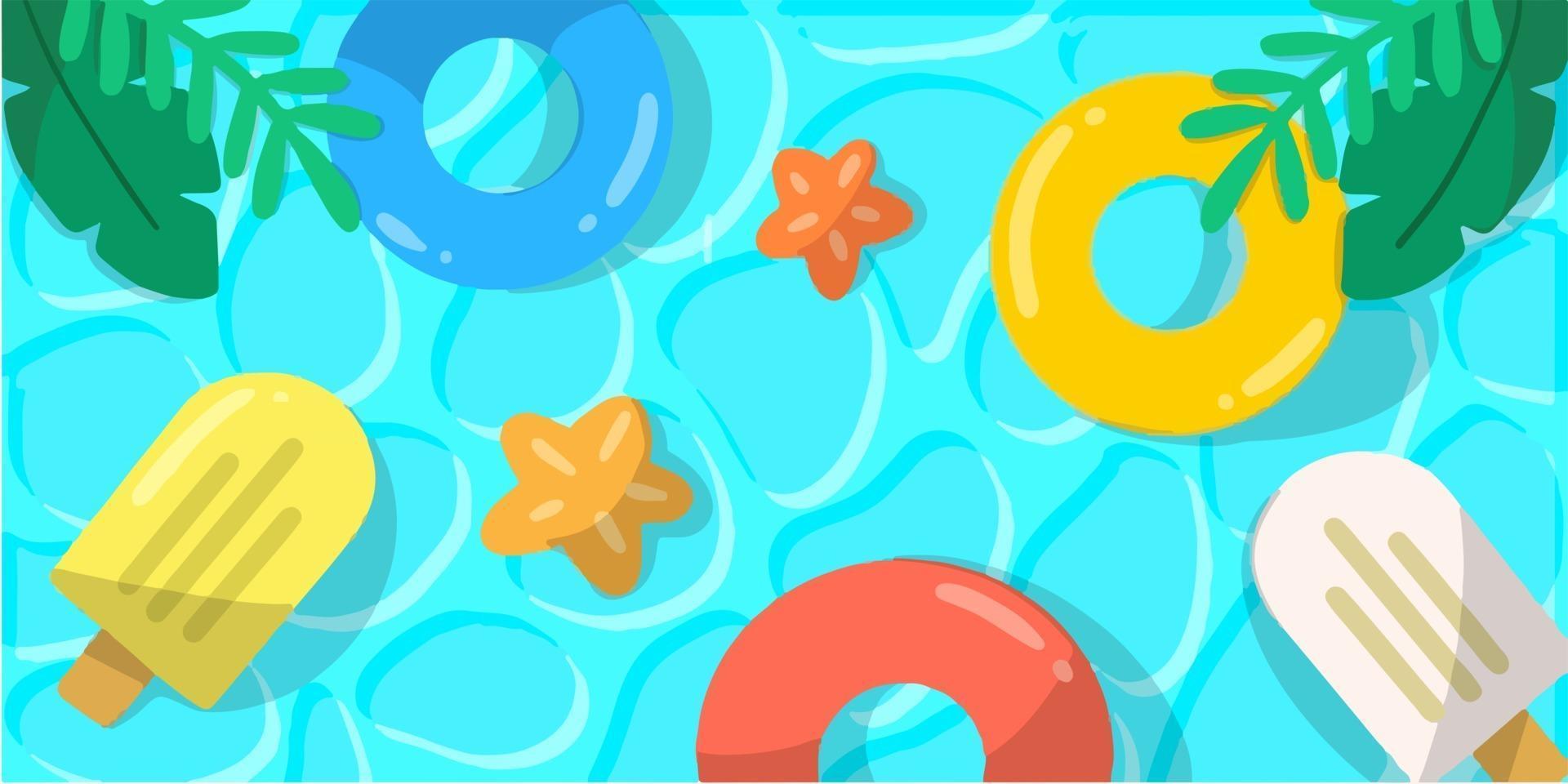 ilustração de doodle refrescante de verão na piscina vetor