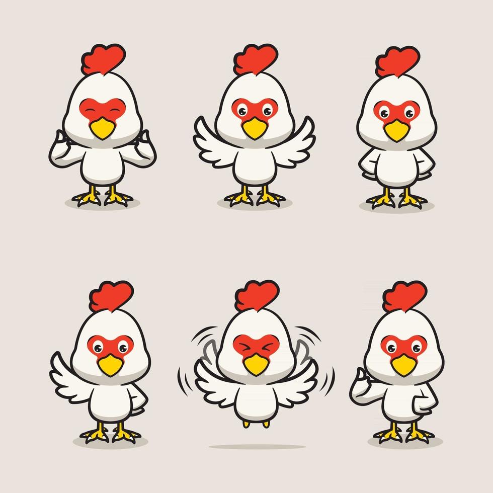 conjunto de ilustração de frango fofo vetor