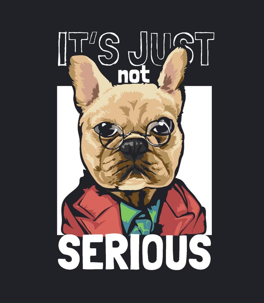 slogan sério com desenho de cachorro em ilustração de óculos vetor