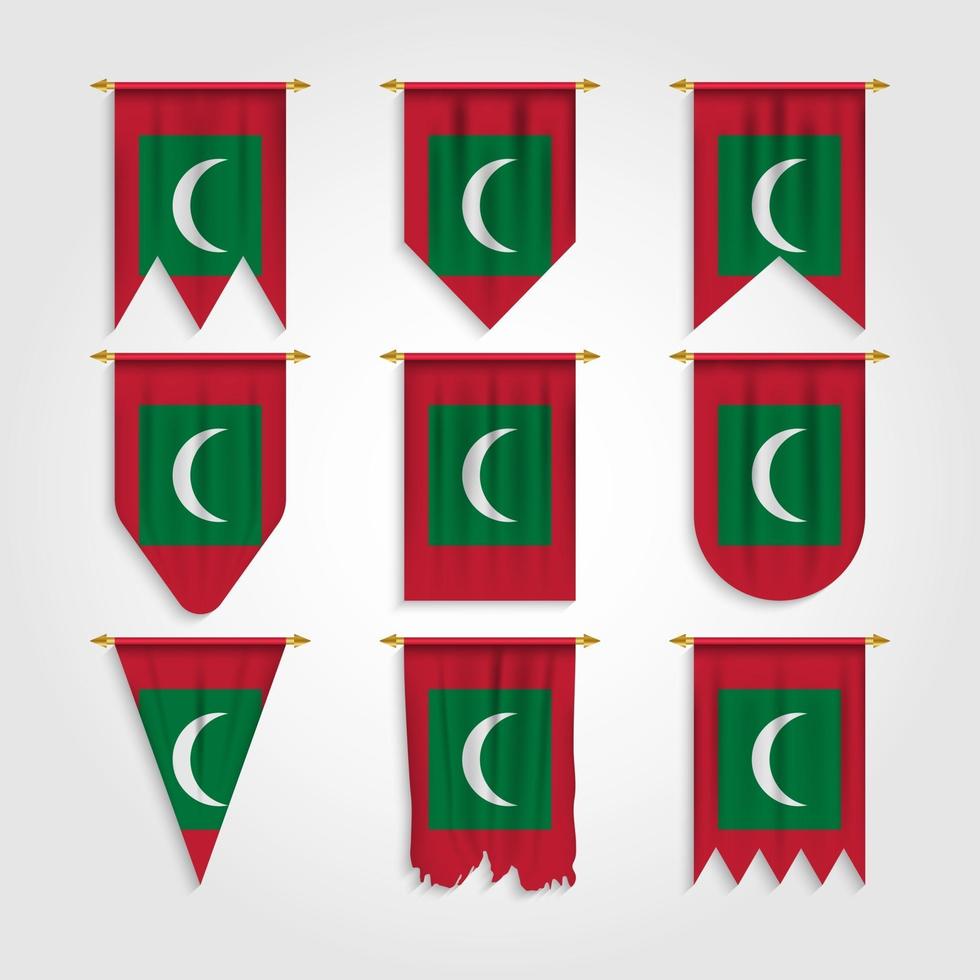 bandeira das maldivas em diferentes formatos, bandeira das maldivas em vários formatos vetor